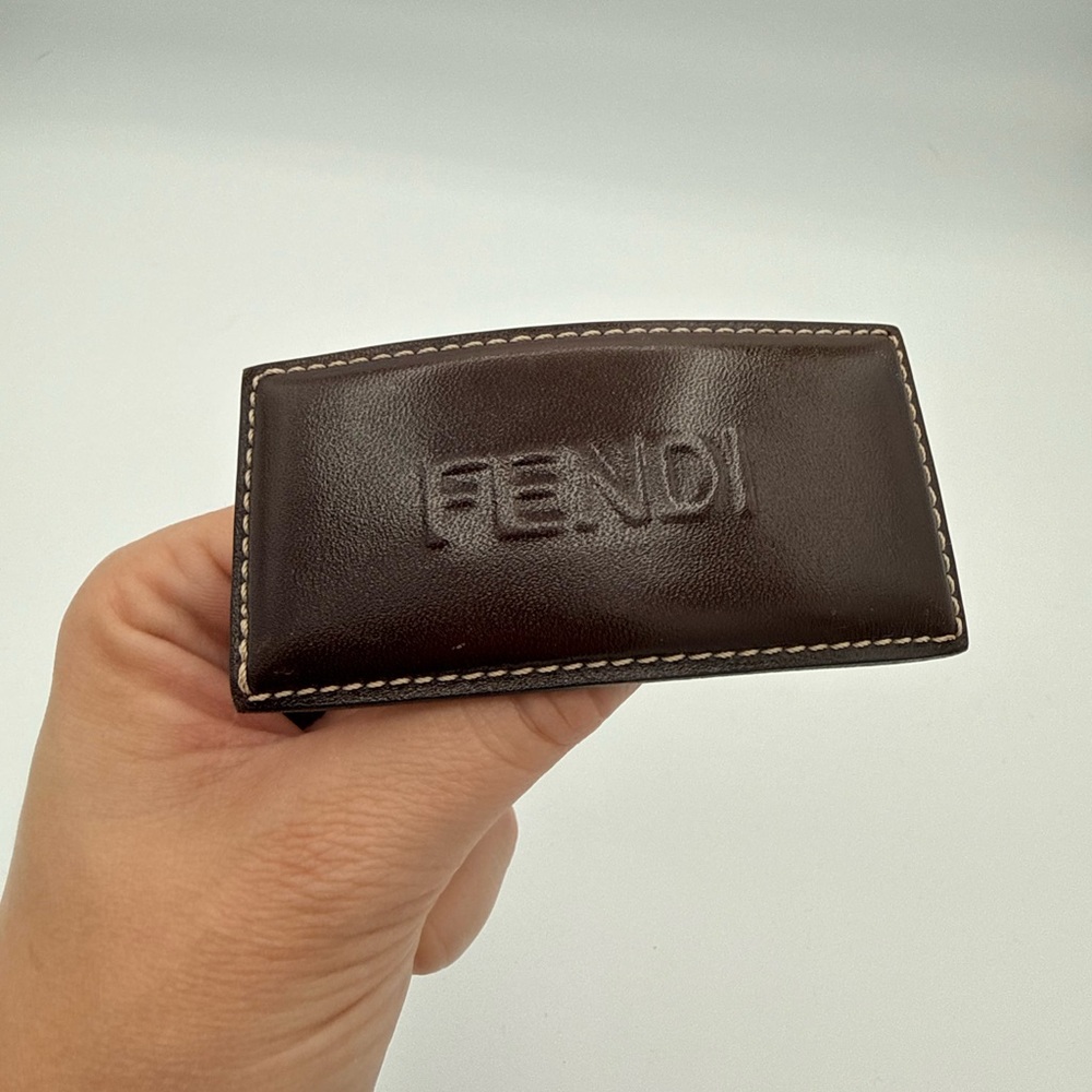 Fendi Brown Leather Hair Clip